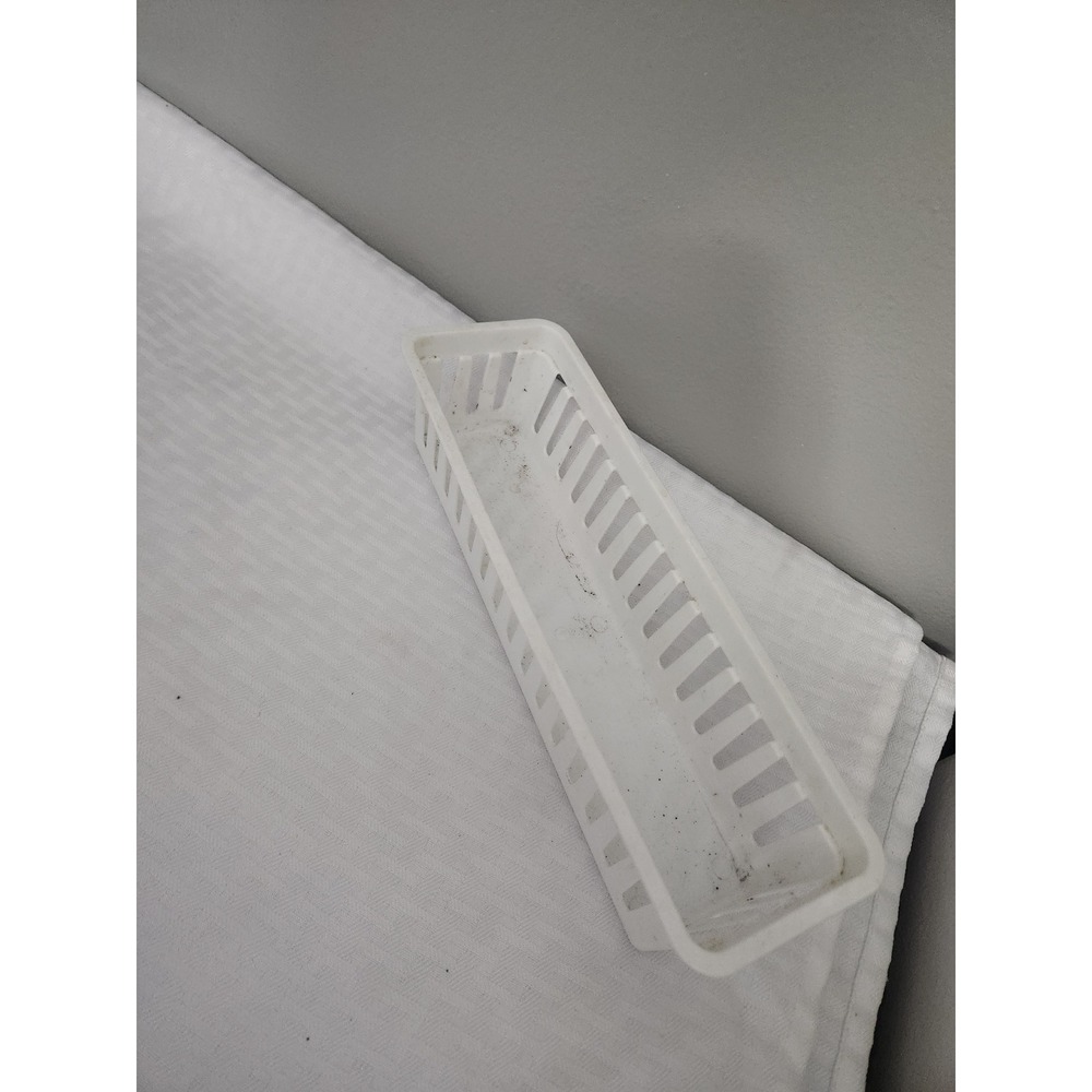 White Plastic Slotted Organizer Basket Slim Rectangular Storage Tray